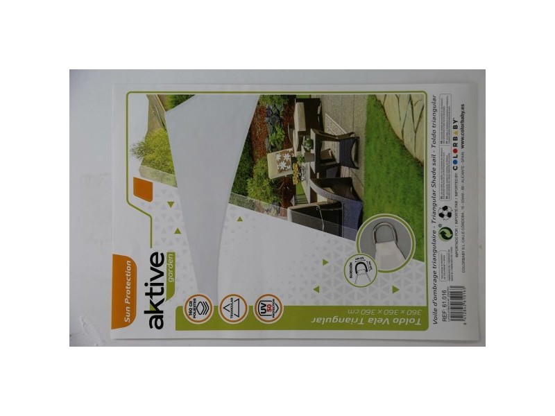 Сянка платна Aktive Триъгълна Бял 360 x 0,5 x 360 cm (4 броя)