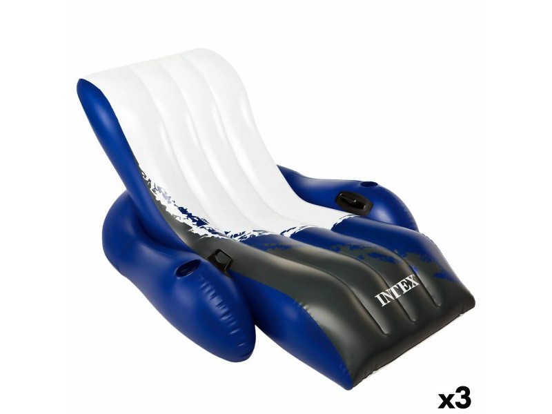 Надуваем стол за басейн Intex Floating Recliner Син Бял 180,3 x 66 x 134,6 cm (3 броя)