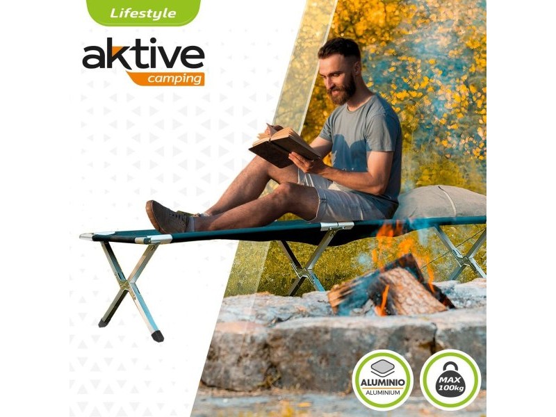 Къмпинг легло Aktive Черен 190 x 42 x 64 cm Сгъваем (2 броя)