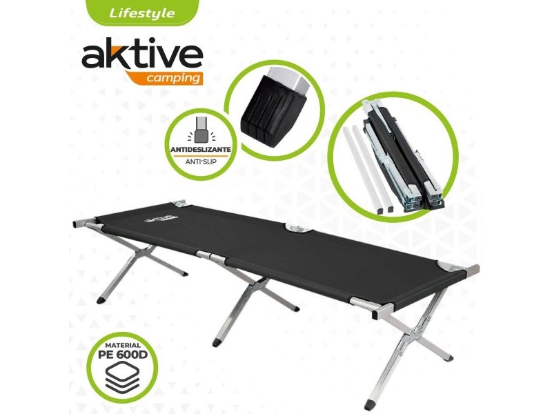 Къмпинг легло Aktive Черен 190 x 42 x 64 cm Сгъваем (2 броя)