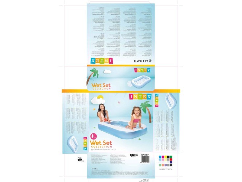 Детски басейн Intex Квадратен Син Бял 90 L 166 x 25 x 100 cm (6 броя)