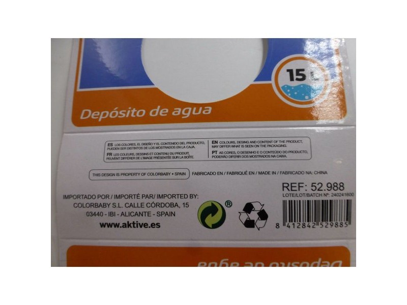 Бутилка за вода Aktive полиетилен 15 L 24 x 28 x 24 cm (12 броя)