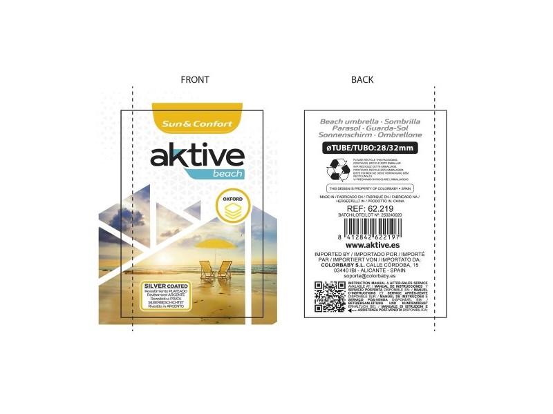 Чадър Aktive Многоцветен 220 x 207 x 220 cm 220 x 210 x 220 cm (6 броя) Чадър Aktive Многоцветен 220 x 207 x 220 cm 220 x 210 x 220 cm (6 броя)