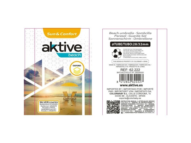 Чадър Aktive Многоцветен 220 x 215 x 220 cm (6 броя)