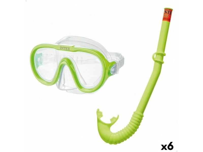 Очила за Гмуркане с Детски Шнорхел Intex Adventurer Зелен