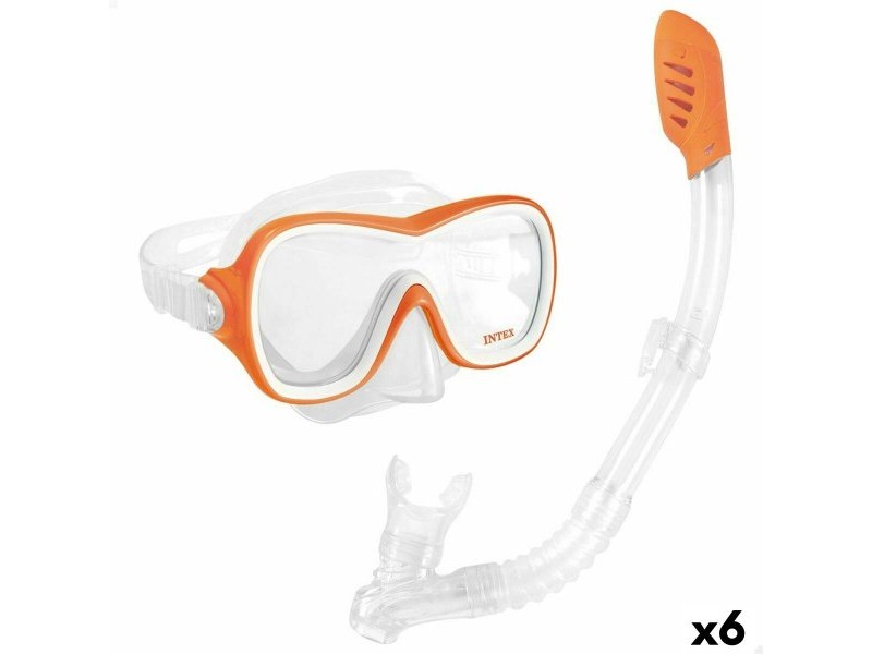 Очила за Гмуркане с Детски Шнорхел Intex Wave Rider Оранжев