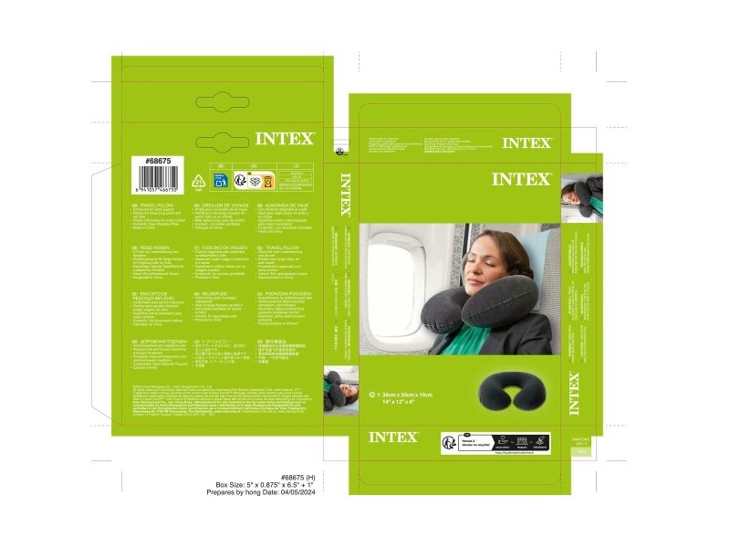 Възглавница за пътуване Intex Сив 36 x 10 x 30 cm (36 броя)