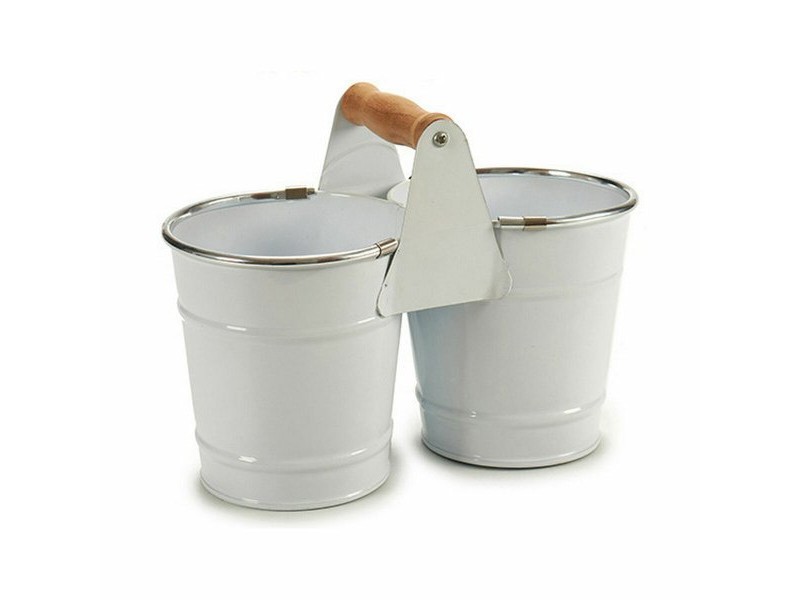 Саксия Ibergarden Бял Сребрист Дървен цинк Двоен 20 x 15 x 10,2 cm 20,5 x 15 x 10,2 cm (24 броя)