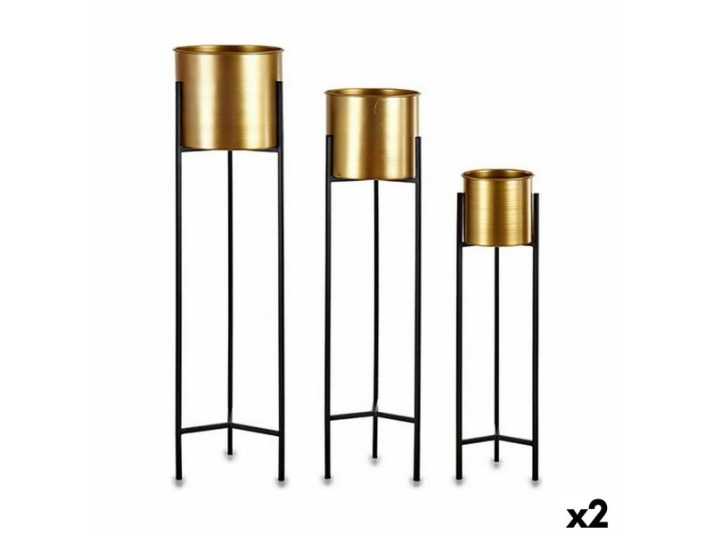 Комплект саксии Gift Decor Черен Златен Метал 24 x 93,5 x 24 cm (2 броя)