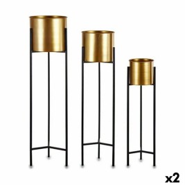 Комплект саксии Gift Decor Черен Златен Метал 24 x 93,5 x 24 cm (2 броя)
