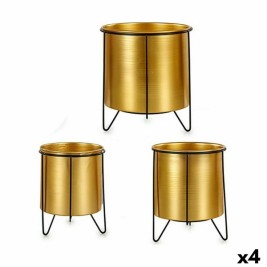Комплект саксии Gift Decor Черен Златен Метал 21,5 x 22,5 x 21,5 cm (4 броя)