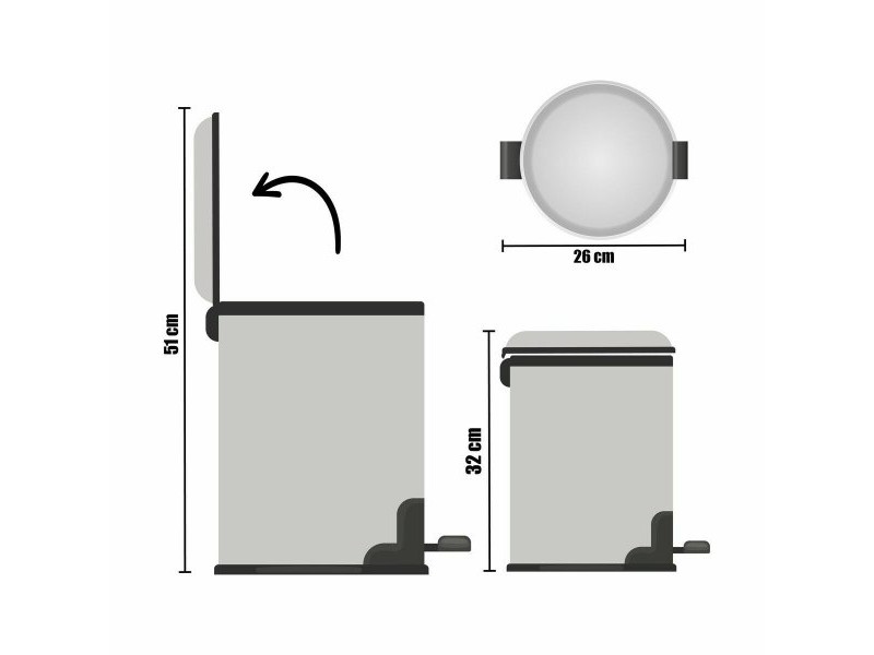 Кошче с педал Berilo Сребрист Неръждаема стомана Пластмаса 7 L (4 броя)