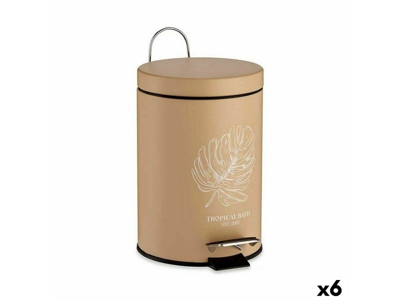 Кошче с педал Berilo Tropical Bath Бял Бежов Стомана Пластмаса 3 L (6 броя)