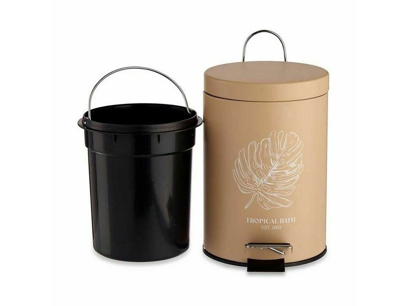 Кошче с педал Berilo Tropical Bath Бял Бежов Стомана Пластмаса 3 L (6 броя)