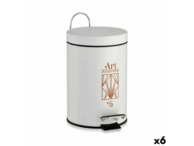 Кошче с педал Berilo Art Nouveau Бял Бронз Стомана Пластмаса 3 L (6 броя)