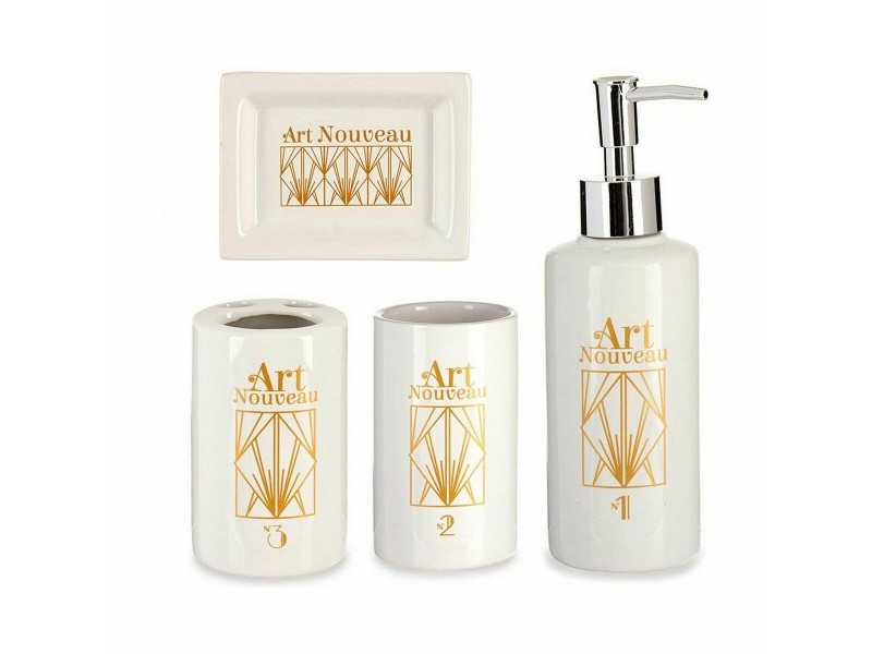 Комплект за Баня Berilo Бял Златен Керамика (12 броя)