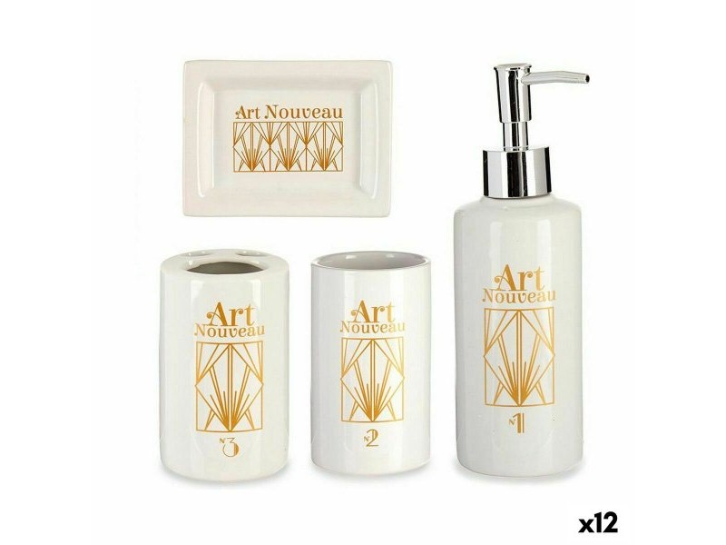 Комплект за Баня Berilo Бял Златен Керамика (12 броя)