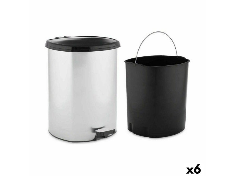 Кошче с педал Berilo Сребрист Пластмаса 11 L (6 броя)