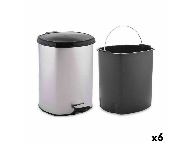 Кошче с педал Berilo Сребрист Пластмаса 6 L (6 броя)