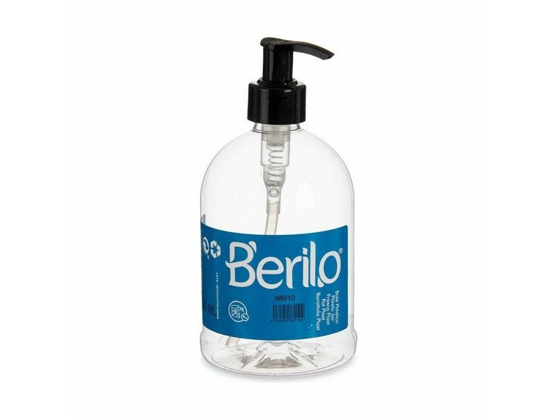 Дозатор за Сапун Berilo Черен Прозрачен Пластмаса 500 ml 8 x 16,5 x 8 cm (12 броя)