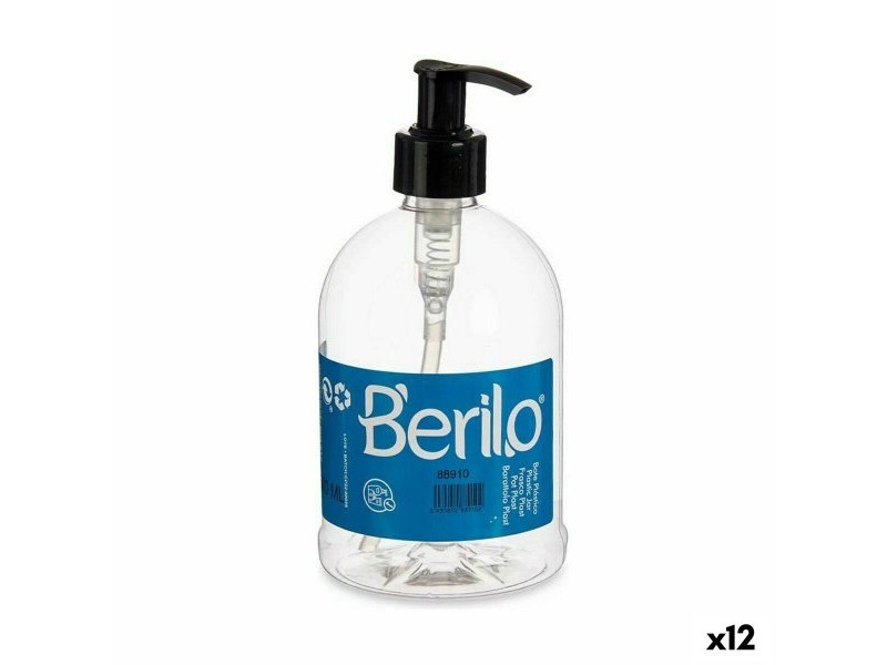 Дозатор за Сапун Berilo Черен Прозрачен Пластмаса 500 ml 8 x 16,5 x 8 cm (12 броя)