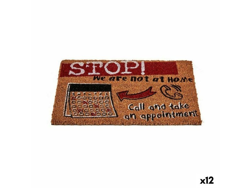 Изтривалка за Врата Gift Decor Stop Черен Червен Естествен Кокосови влакна 40 x 1,5 x 60 cm (12 броя)