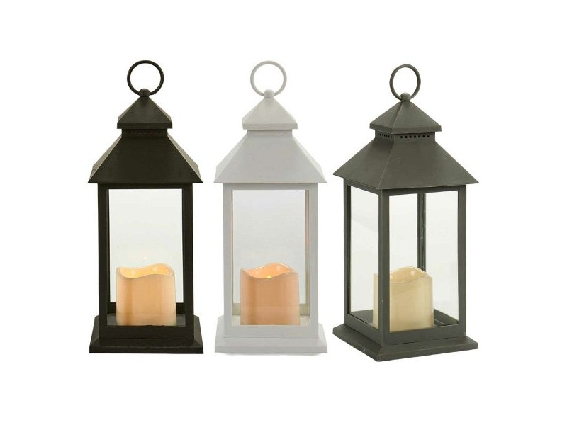 LED Фенер Gift Decor Бял Черен Кристал Пластмаса 13,5 x 34,5 x 13,5 cm (12 броя) LED Фенер Gift Decor Бял Черен Кристал Пластмаса 13,5 x 34,5 x 13,5 cm (12 броя)
