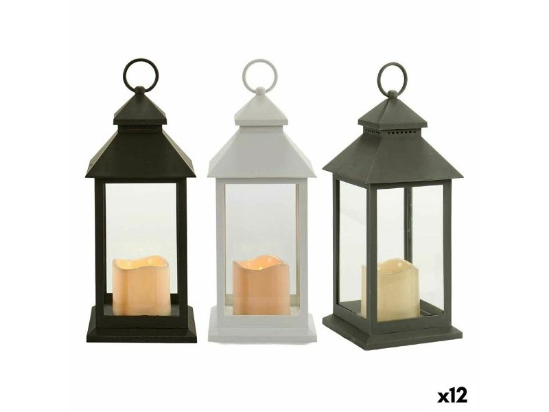 LED Фенер Gift Decor Бял Черен Кристал Пластмаса 13,5 x 34,5 x 13,5 cm (12 броя)