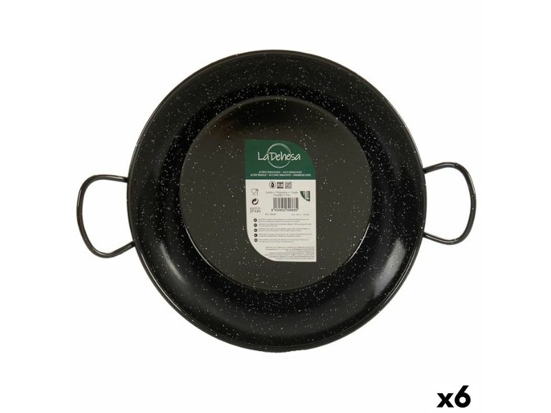 Тиган за Паеля La Dehesa Черен Емайлирана Стомана Ø 28 cm 39 x 10 x 29 cm (6 броя)