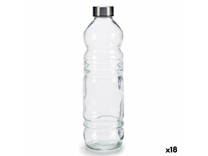 Стъклена Бутилка Vivalto Прозрачен Сребрист Сребро Метал Cтъкло 1,1 L 8 x 31 x 8 cm (18 броя)