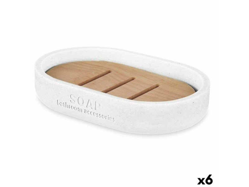 Cапунерка Berilo Бял Смола Бамбук 12,5 x 2,5 x 8,5 cm (6 броя)