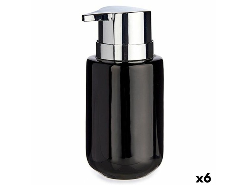 Дозатор за Сапун Berilo Черен Сребрист Метал Керамика 350 ml 7 x 14,5 x 8,5 cm (6 броя)