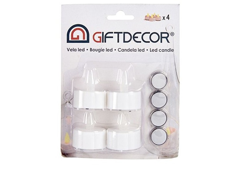 Комплект Свещи Gift Decor Бял 4 x 4 x 3,7 cm 13,5 x 17 x 4 cm LED (12 броя)