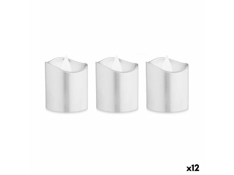 Комплект Свещи Gift Decor Сребрист Сребро 18 x 14 x 4 cm 3,7 x 3,7 x 5 cm LED (12 броя)