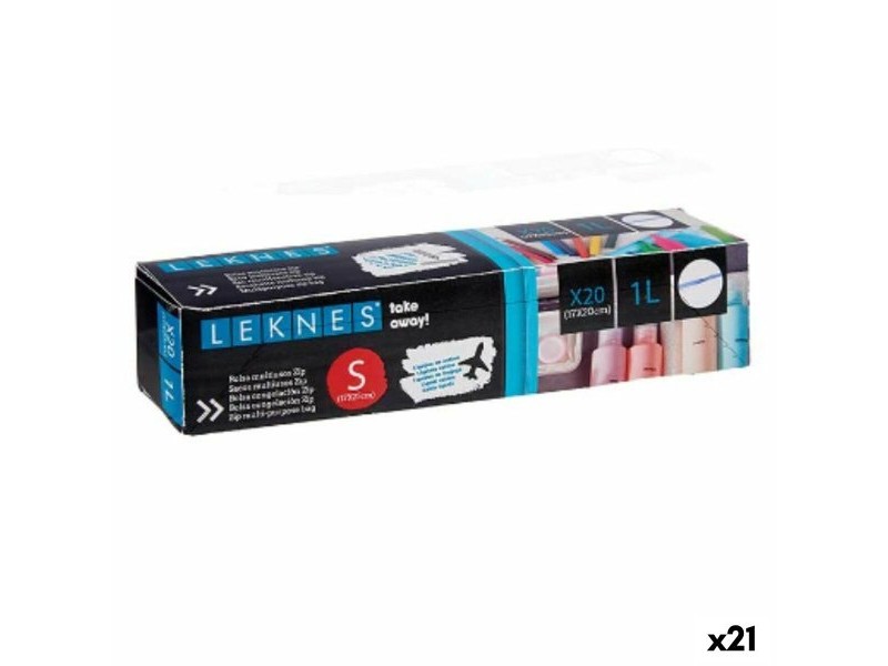 Комплект торбички за многократна употреба Leknes Прозрачен полиетилен 1 L 20 x 17 cm 17,3 x 0,03 x 20,7 cm ziplock (21 броя)