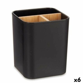 Поставка за четка за зъби Berilo Черен Бамбук полипропилен 9 x 11 x 9 cm (6 броя)