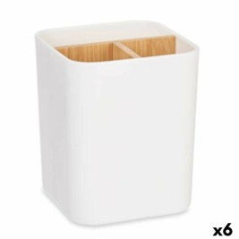 Поставка за четка за зъби Berilo Бял Бамбук полипропилен 9 x 11 x 9 cm (6 броя)