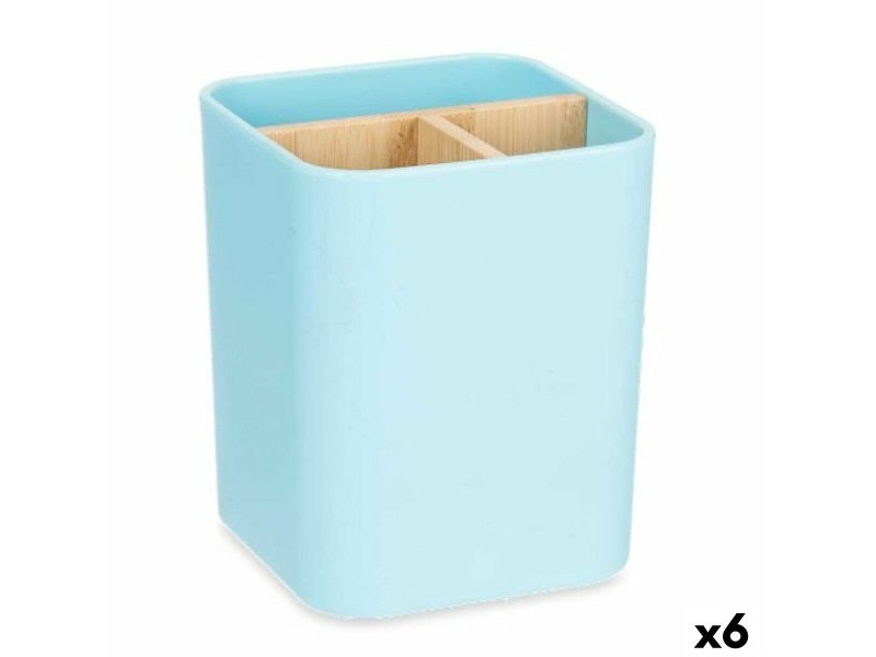 Поставка за четка за зъби Berilo Син Бамбук полипропилен 9 x 11 x 9 cm (6 броя)
