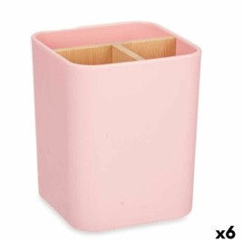 Поставка за четка за зъби Berilo Розов Бамбук полипропилен 9 x 11 x 9 cm (6 броя)