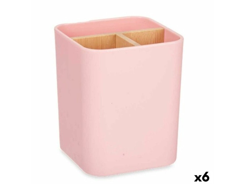 Поставка за четка за зъби Berilo Розов Бамбук полипропилен 9 x 11 x 9 cm (6 броя)
