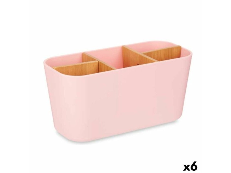 Поставка за четка за зъби Berilo Розов Бамбук полипропилен 21 x 10 x 9 cm (6 броя)