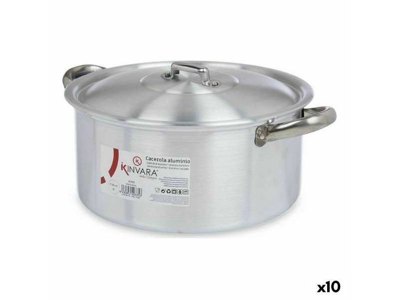 Касерола с Капак Kinvara Сребрист 5 L 33 x 14,5 x 26 cm (10 броя)