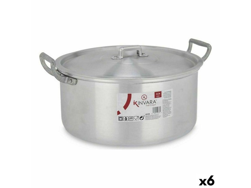 Касерола с Капак Kinvara Сребрист 6,5 L 35 x 16 x 28 cm (6 броя)