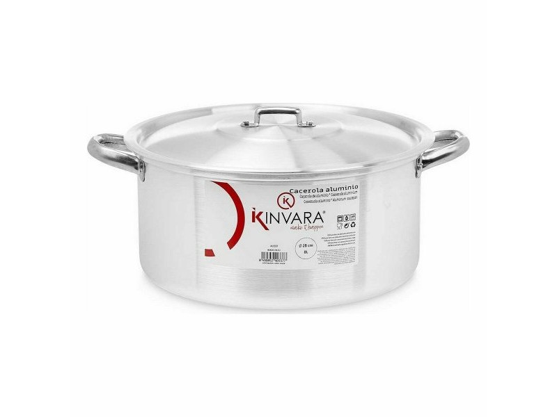 Касерола с Капак Kinvara Сребрист 8 L 38 x 16 x 30,5 cm (6 броя)