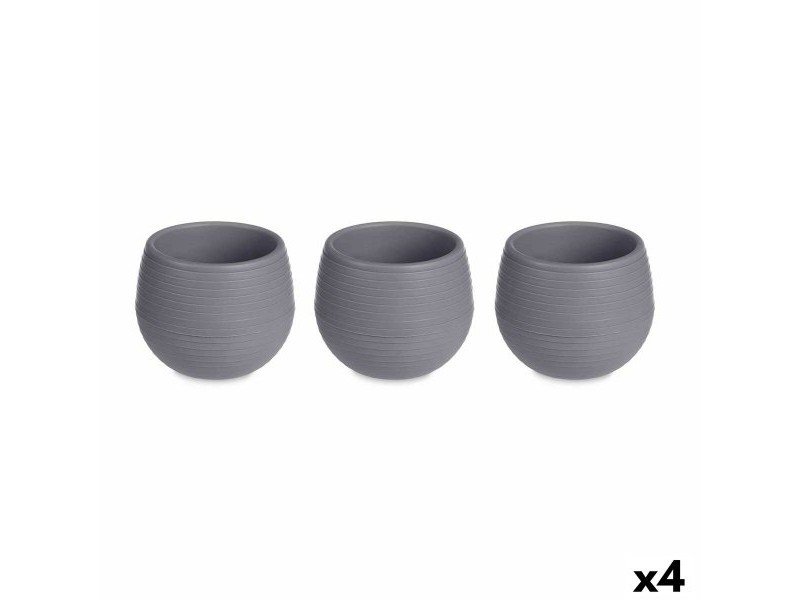 Комплект Саксии за цветя Ibergarden Антрацит Пластмаса 16,5 x 16,5 x 14,5 cm 51,5 x 14,5 x 16,5 cm (4 броя)