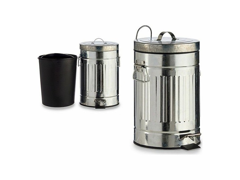 Кошче с педал Сребрист Стомана 7 L (6 броя)