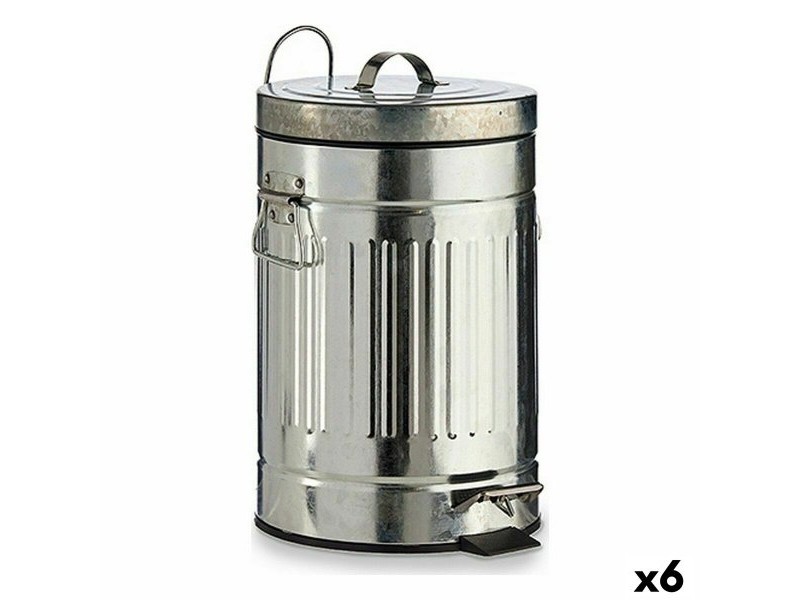 Кошче с педал Сребрист Стомана 7 L (6 броя)