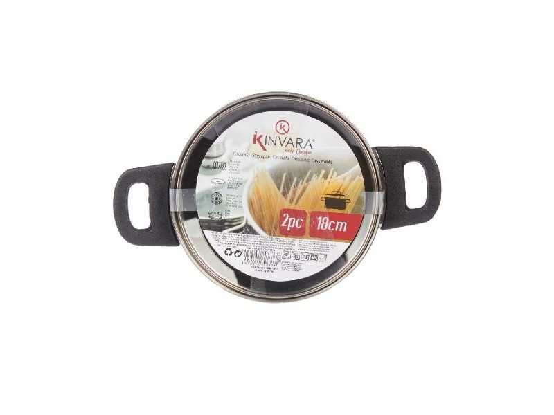 Касерола със Стъклен Капак Kinvara Прозрачен Сребрист 1,8 L 28 x 9 x 18 cm (6 броя)