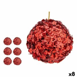 Комплект Коледни Топки Krist+ Червен Пластмаса пайети (8 броя)