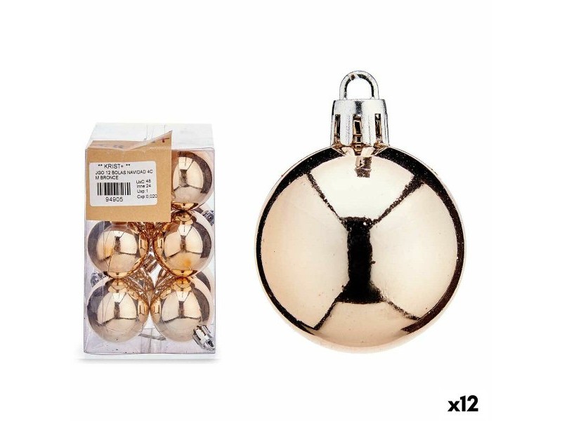 Комплект Коледни Топки Бронз PVC Ø 4 cm (12 броя)